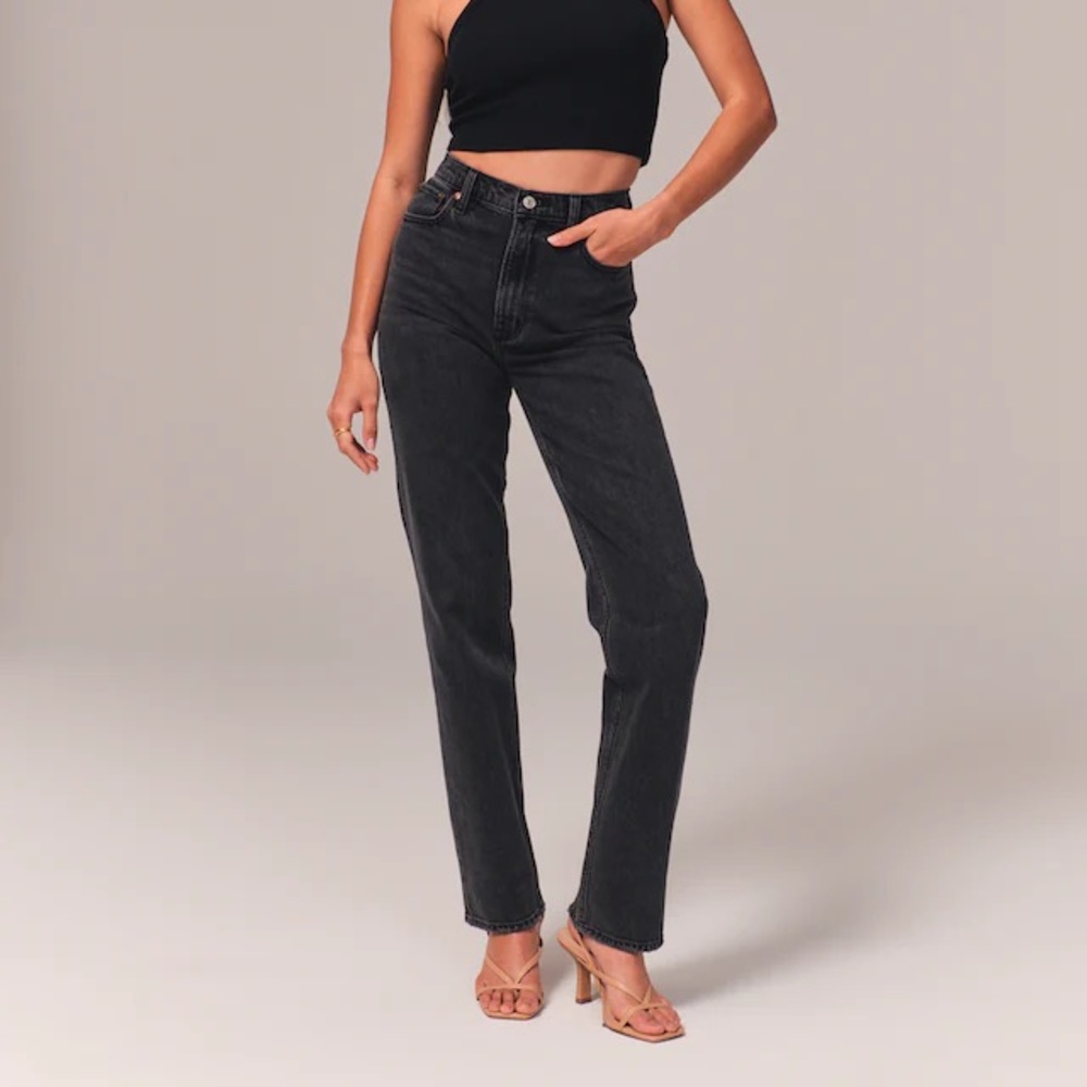Abercrombie & Fitch Curve Love Ultra High-rise Straight Leg Jeans